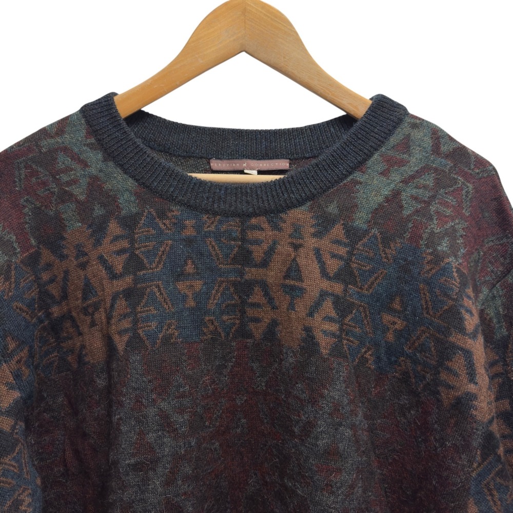 Peruvian Connection Women's Medium Multicolor Geometric Alpaca Wool Sweater euc